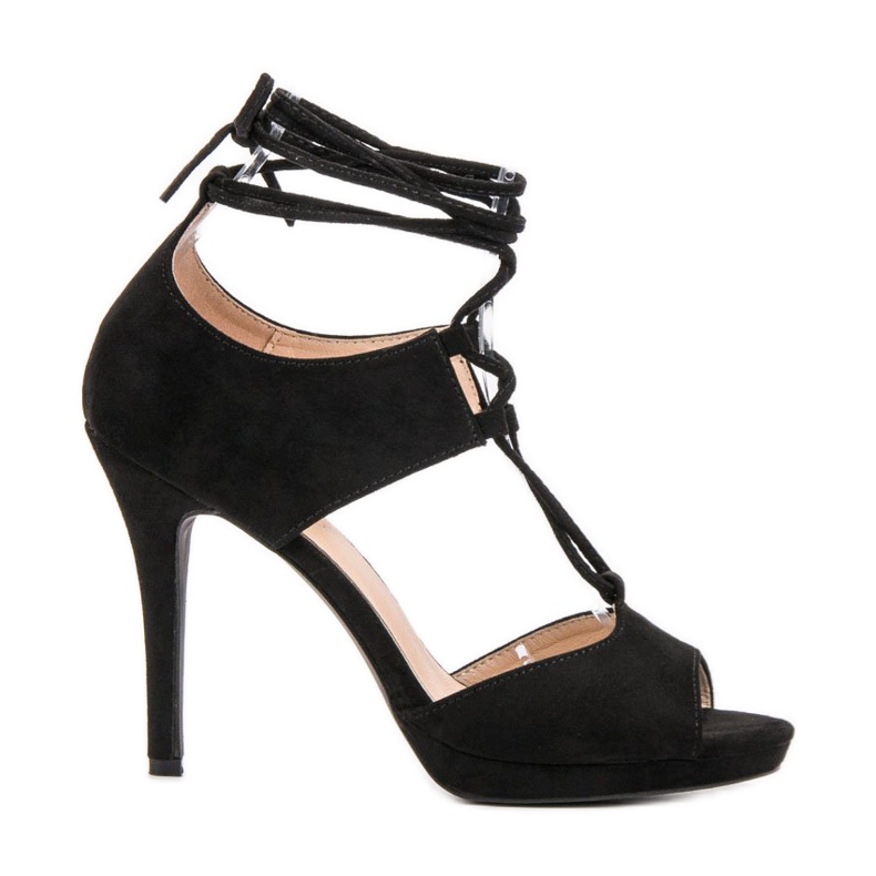 SHELOVET Sidotut avokärkiset korkokengät musta