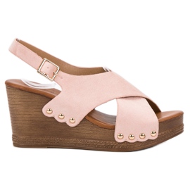 SHELOVET Mokkanahkaiset sandaalit vaaleanpunainen