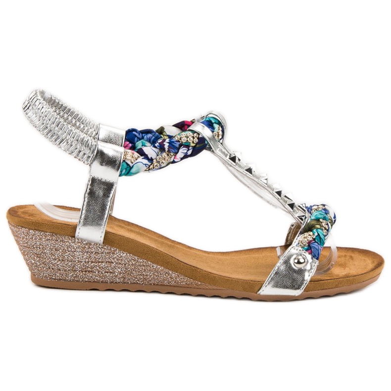 SHELOVET Koristellut kiilamaiset sandaalit harmaa monivärinen