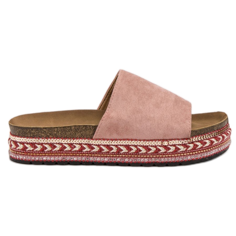 Jumex Koristellut tossut alustalla vaaleanpunainen