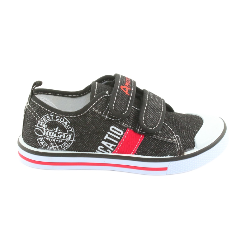 American Club mustat farkut tarranauhalla valkoinen punainen