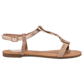 Mannika Vaaleanpunaiset litteät sandaalit vaaleanpunainen