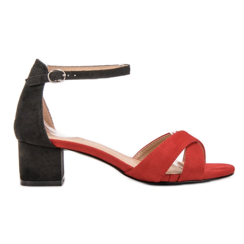 Best Shoes Tyylikkäät korkeakorkoiset sandaalit musta punainen