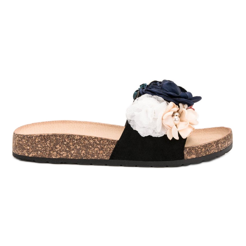 SHELOVET Mokkanahkatossut kukilla musta