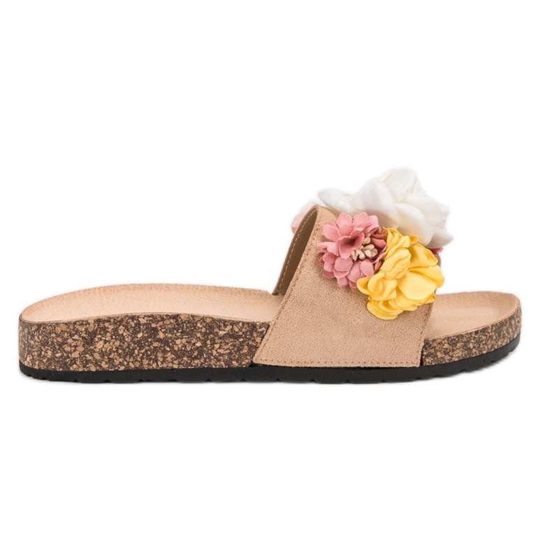 SHELOVET Mokkanahkatossut kukilla ruskea