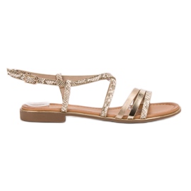 Bestelle Snake Print Flat Sandaalit keltainen