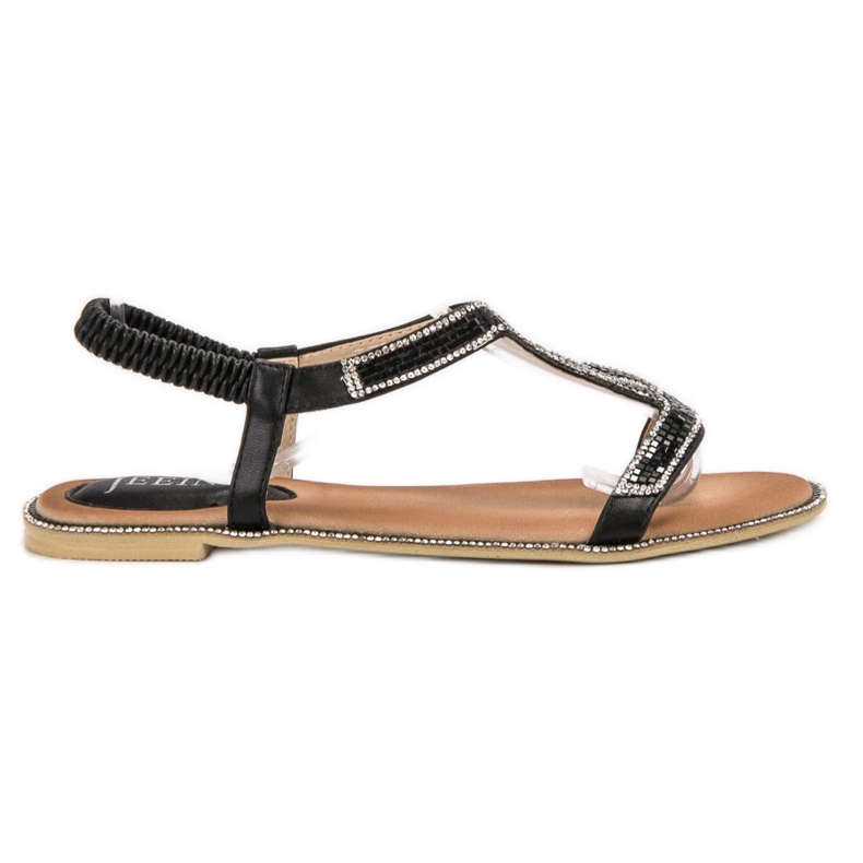 SHELOVET Koristellut sandaalit kuminauhalla musta