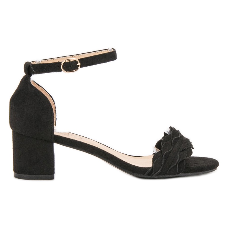 SHELOVET Klassiset sandaalit, joissa on röyhelö musta