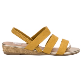 Fama Mokkanahkaiset sandaalit, joissa kuminauha keltainen