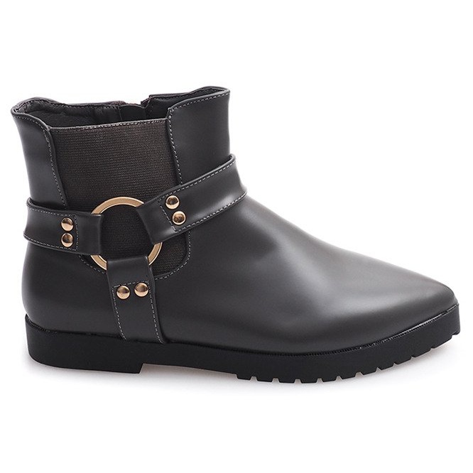 Lämpimät tyylikkäät saappaat, joissa solki HW14 harmaa