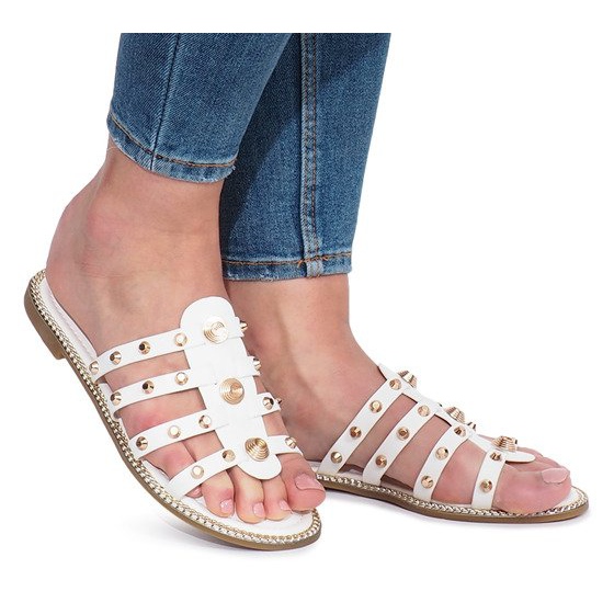 Valkoiset tossut Rabelle -nastoilla valkoinen