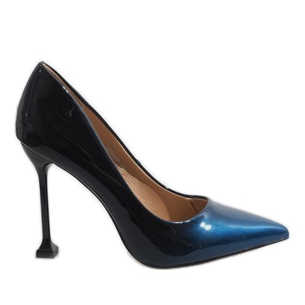 Tummansiniset lakatut LE030P -korkokengät sininen