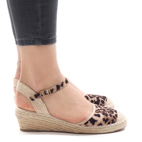 Leopard kiila sandaalit espadrillot LLI-3M88-51 monivärinen