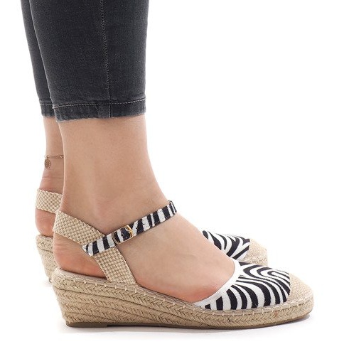 Zebra kiila sandaalit espadrilles LLI-3M88-7 valkoinen musta