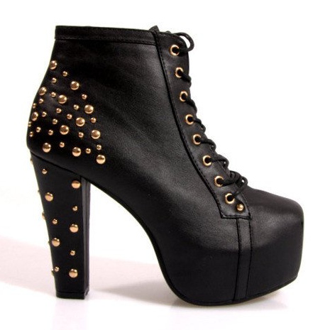 Saappaat kiinteät korkokengät K771 musta