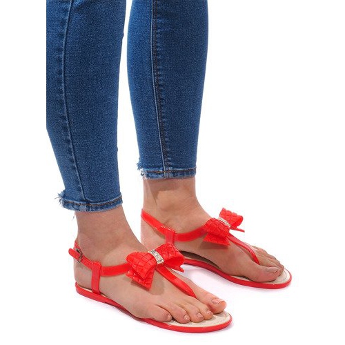 Sandaalit koristeltu keula 911 punaisella punainen