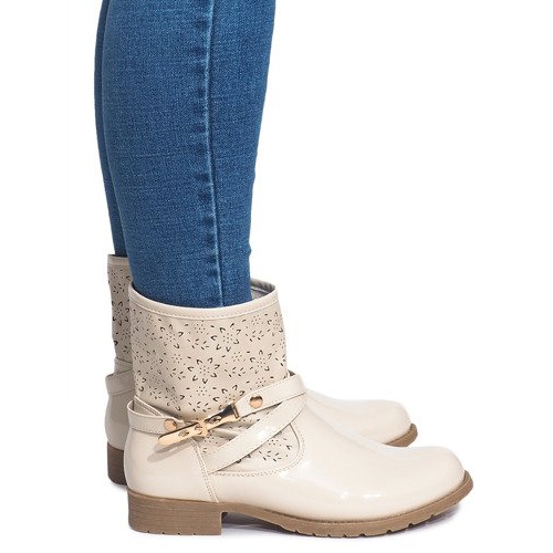 Avoimet saappaat lakatut Galoshes ZH650 Beige