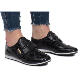 Black Brogues Velcro Denisen kanssa musta