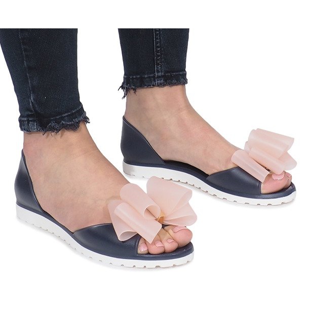 Meliski Flower Cityn tummansiniset sandaalit laivastonsininen vaaleanpunainen