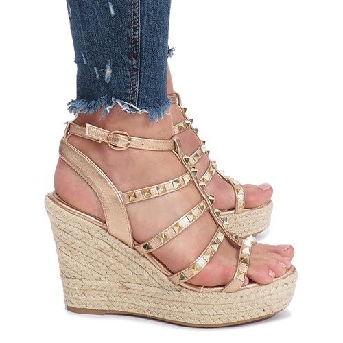 Samppanjakiiltoiset sandaalit Mood espadrilles kultainen