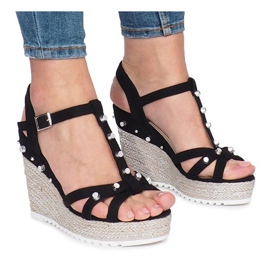 Chillin espadrillien mustat kiilamaiset sandaalit Chillin espadrillien mustat kiilamaiset sandaalit