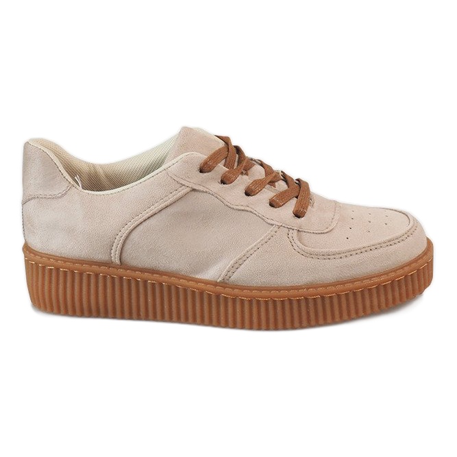 Beige Lace Up Creepers 7-K3568B