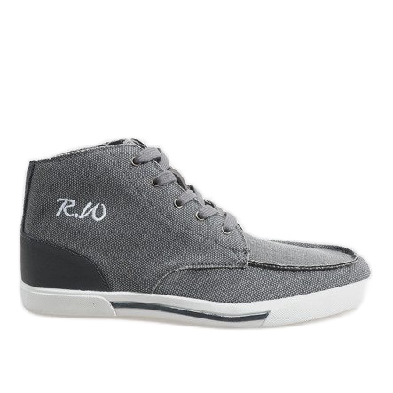 Harmaat tyylikkäät korkeat kengät F10455