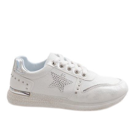 Harmaat urheilukengät, joissa tähti XSM101-19 valkoinen