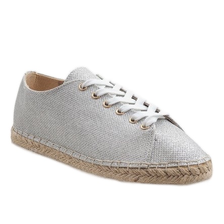 Hopeiset nauhoitetut espadrillit 831-1 harmaa