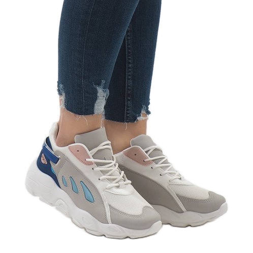 Moniväriset trendikkäät urheilukengät 9115 Sininen valkoinen vaaleanpunainen harmaa