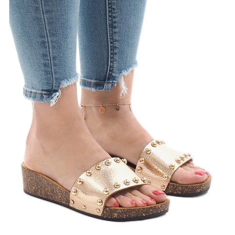 Samppanja korkokengät AC-2809 kultainen