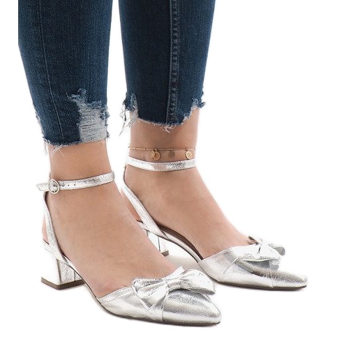 Hopeiset korkokengät sandaalit 1702-2 harmaa