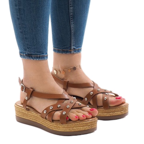 Kamelin espadrilliset sandaalit 314-2B-alustalla ruskea