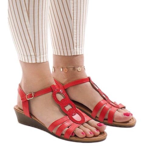 Punaiset kiilamaiset sandaalit 860-57 punainen