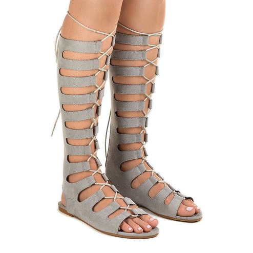 Harmaat litteät gladiaattorisandaalit 289-9