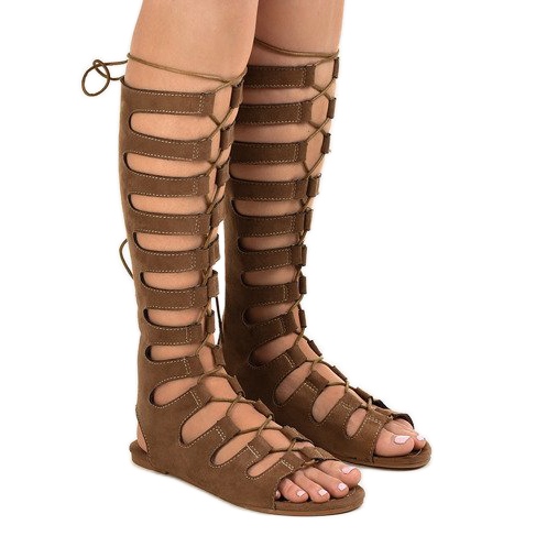 Ruskeat litteät gladiaattorisandaalit 289-9
