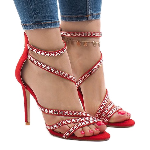 Punaiset sandaalit korkokengissä 9081-9 punainen