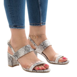 Käärme sandaalit mokka S-7346 valkoinen