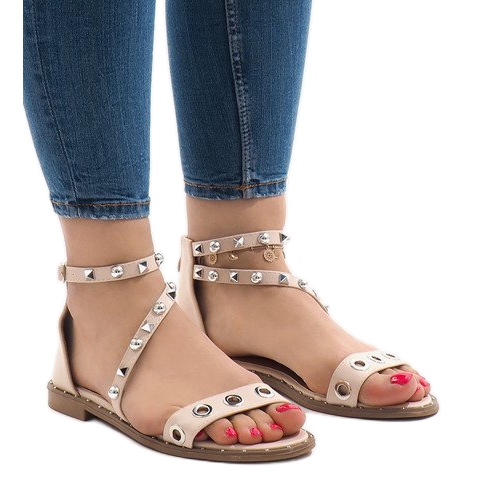 Vaaleanpunaiset litteät sandaalit soljella 18124-40 vaaleanpunainen