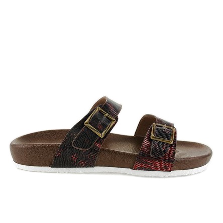 Punaiset ja ruskeat tohvelit soljella GA735 punainen