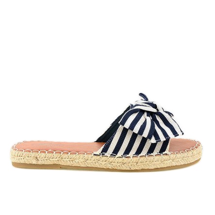 Tummansiniset tossut, joissa on rusetti Z-23 valkoinen laivastonsininen