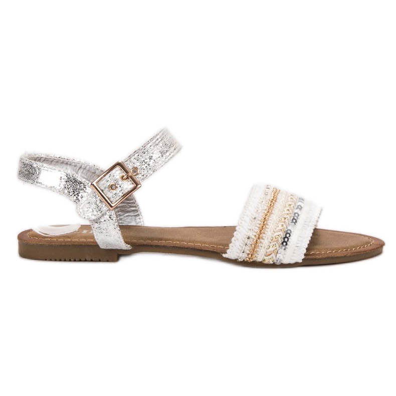 SHELOVET Sandaalit paljeteilla valkoinen