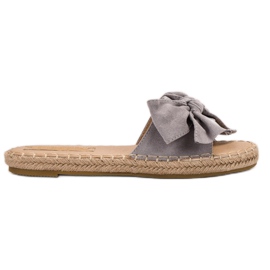 Forever Folie Mokkanahkaiset tossut jousella harmaa