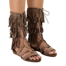 Taupe litteät gladiaattorisandaalit D-41 beige