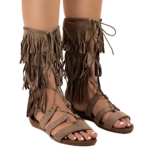 Taupe litteät gladiaattorisandaalit D-41 beige