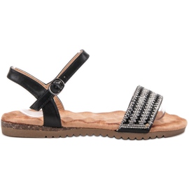 Emaks Sandaalit, joissa on kuutiomainen zirkonia musta