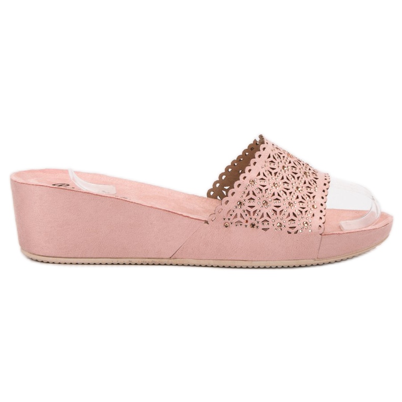 Primavera Avoimet kiilamaiset tossut vaaleanpunainen