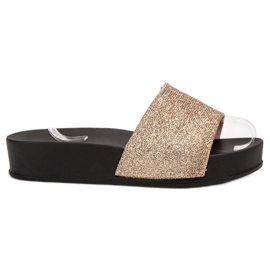 SHELOVET Kumiset tohvelit alustalla keltainen