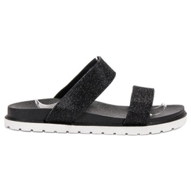 SHELOVET Kumiset tohvelit glitterillä musta