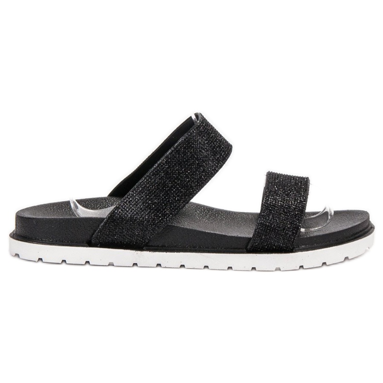 SHELOVET Kumiset tohvelit glitterillä musta